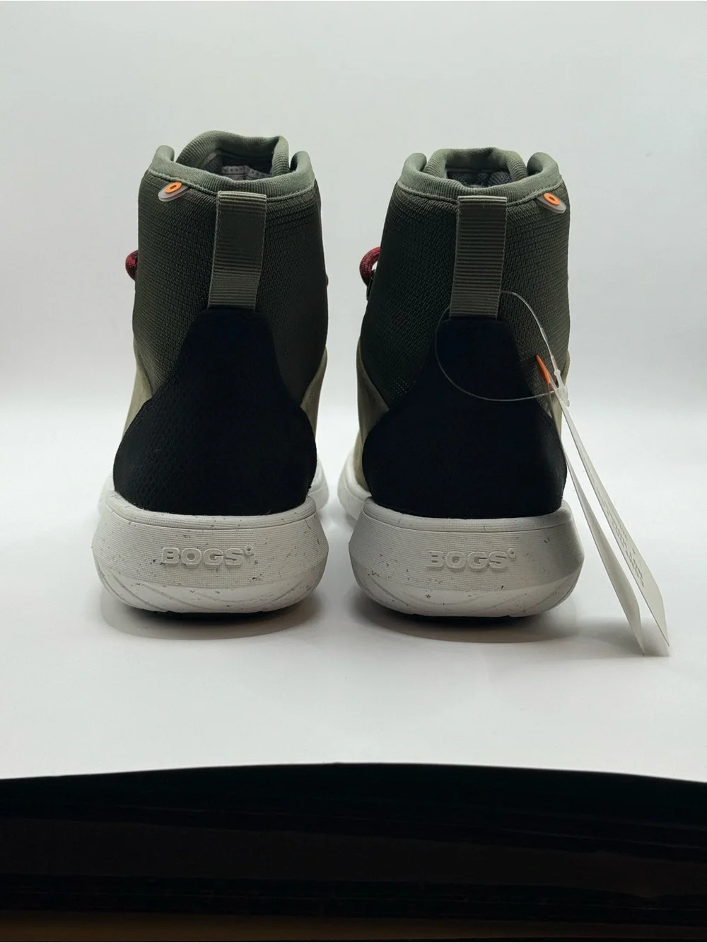 Bogs Olive Green and Black Kids Boots with Red Laces
